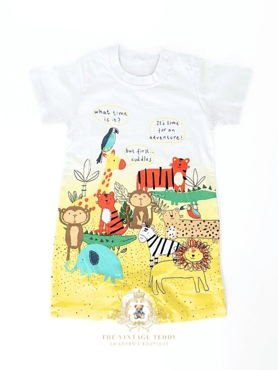 The Vintage Teddy Other - NWT Adorable Kids One-piece Sleep N' Play Romper Safari Adventure Time 9-12M